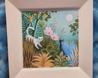 1989 Hallmark Jim Smith Plate Cats Nature Scene 7.25"x7.25" Ceramic Art Made In Japan