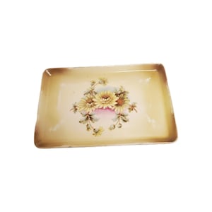 Antique Royal Bruxonia Austria Art Pottery Dresser Tray Yellow Florals