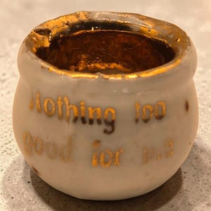 Miniatyr Keramisk Mugg Guldinredning "Ingenting För Bra För Mig" Västra Tyskland