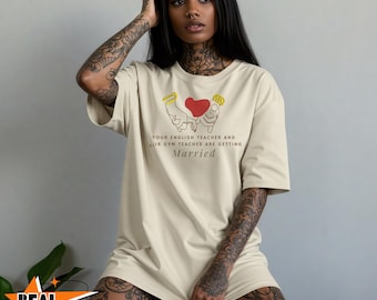 Pop Culture Unisex Garment-Dyed T-shirt, Engaged News Tee, Gym Teacher English Teacher Getting Married, music inspired tee