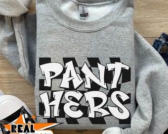 Panthers Mascot Crewneck Sweatshirt Panther Sweatshirt Go Panthers Gameday Back to School Teacher Shirt Panther Graffiti Graphic Sweater