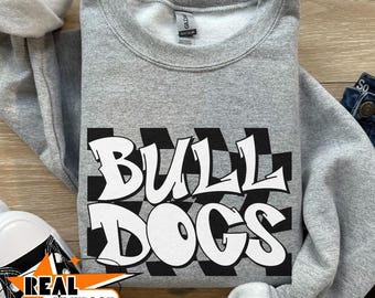 Bulldogs Mascot Crewneck Sweatshirt Bulldog Sweatshirt Go Bulldogs Gameday Back to School Bulldogs Teacher Shirt Graffiti Graphic Sweater