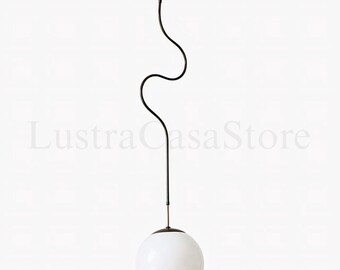 1 Globe Elegant Flushmount Ceiling Hanging Light Fixture | Mid Century Modern Pendant Chandelier | Vintage Lighting