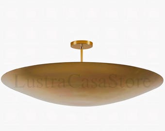 Lámpara de techo colgante moderna de latón de 6 luces / Lámpara empotrada de latón crudo de mediados de siglo hecha a mano de los años 50 para dormitorio