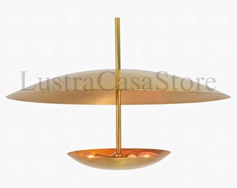 1950s Mid Century Modern Ceiling Light Fixture | Handmade Brass Dome Pendant Lamp Light | Modern Chandelier for Bedroom and Hallway