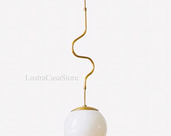 1 Globe Elegant Flushmount Corded Pendant Light Fixture | Mid Century Italian Ceiling Mount Lamp Light | Modern Kitchen Island Decor