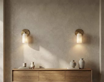 Elegant Alabaster Marble Wall Sconce | Mid Century Modern Flush Mount Wall Lamp Light Fixture