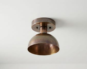 Moderne Deckenleuchte Leuchte | Mid Century Leuchten | Handgefertigte Patina Messing Minimalistische Lampe für Kücheninsel