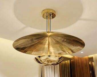 6 Light Elegant Ceiling Flushmount Pendant Light Fixture | Mid Century Modern Brass Sputnik Chandelier | Ceiling Mount Handmade Chandelier