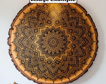 Mandala 50 Pyrography Boho Templates, SVG PDF 7 Sizes, Wood Burning, Bohemian Patterns Collection