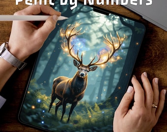 Sacred Deer | Paint by Numbers | Printable Meditation Art | PDF PNG