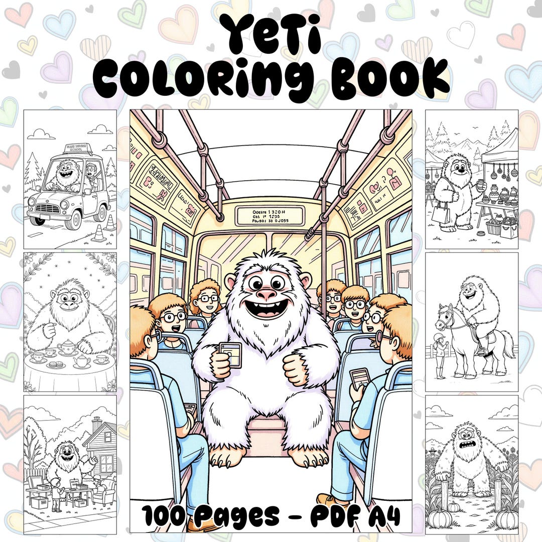 Yeti Coloring Book PDF | 100 Unique A4 Pages | Print at Home - Etsy