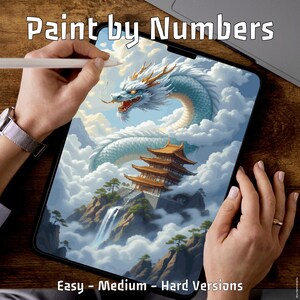 Cloud Dragon | Fantasy Paint by Numbers | Printable PDF PNG
