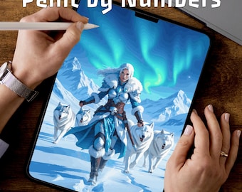 Snow Princess | Paint by Numbers | Fantasy iPad Coloring Pages | Printable PDF PNG