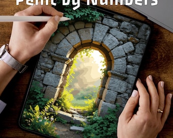 Stone Arch | Paint by Numbers Pages | Printable Landscape PDF | Easy Medium Hard