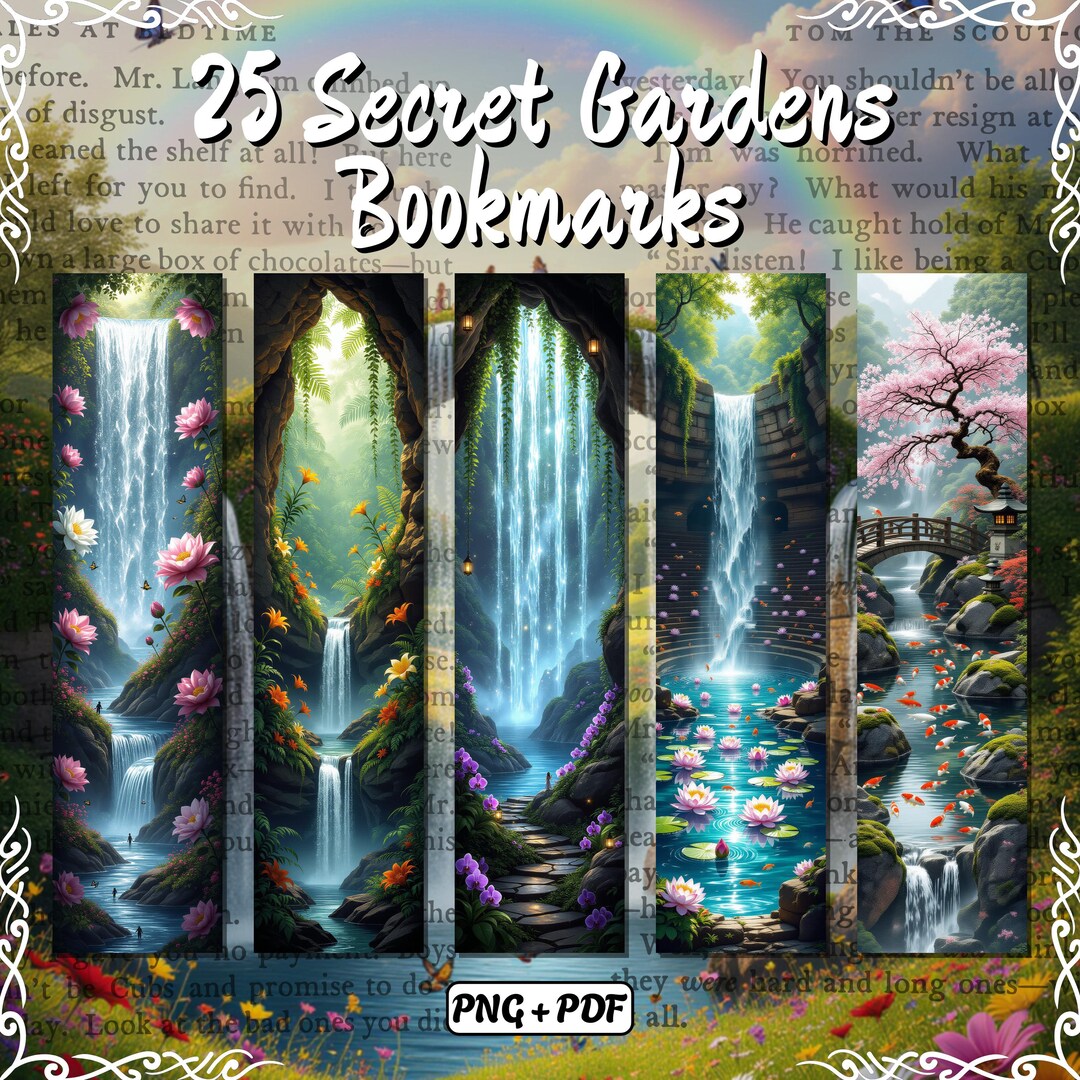 25 Printable Fantasy Bookmarks Bundle | Secret Gardens Collection ...