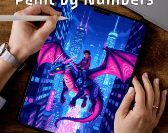 Urban Dragon Boy | Paint by Numbers Pages | Kids iPad Art PDF | Printable Pages | 3 Levels
