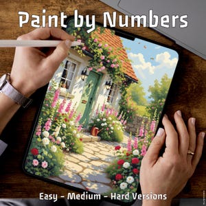 Foxglove Cottage | Aesthetic Paint by Numbers | Easy Medium Hard | Printable PDF PNG