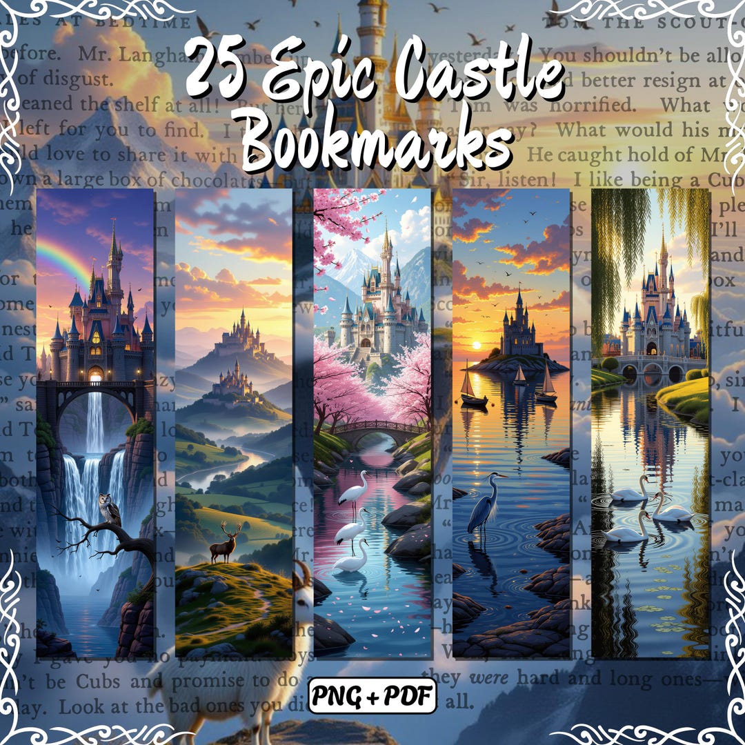 25 Printable Fantasy Bookmarks Bundle | Epic Castle Collection | Book ...