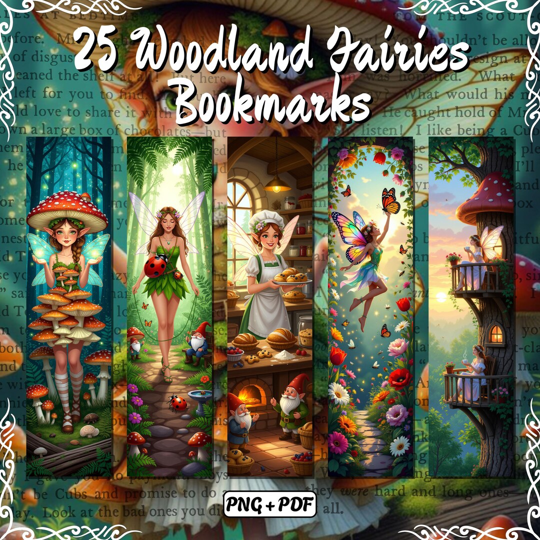 25 Printable Fantasy Bookmarks Bundle | Woodland Fairies Collection ...