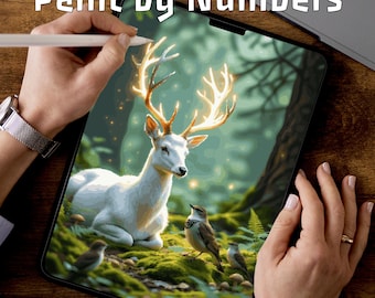 Spirit Deer | Paint by Numbers | Nature Tablet Coloring Pages | Printable PDF PNG