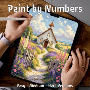 Foxglove Chapel | Enchanted Paint by Numbers | Easy Medium Hard | Printable PDF PNG