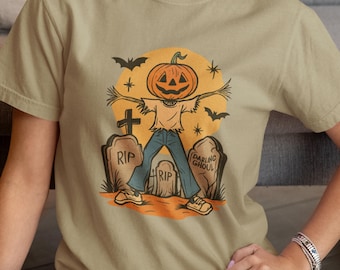 Halloween-T-shirt griezelige vogelverschrikker: comfortabele kleuren vintage stijl