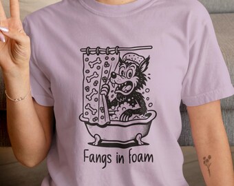 Funny Werewolf T-Shirt: Fangs in Foam, Retro Halloween Tee