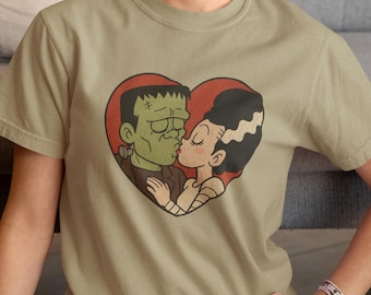 Maglietta Frankenstein Kiss Comfort Colors: maglietta spettrale per coppia di Halloween