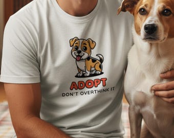 White Cotton Dog Adopt Graphic T-Shirt
