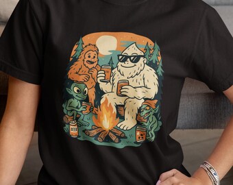 Sasquatch Beer Comfort Colors Tee: Funny Bigfoot Cryptid Camping Shirt