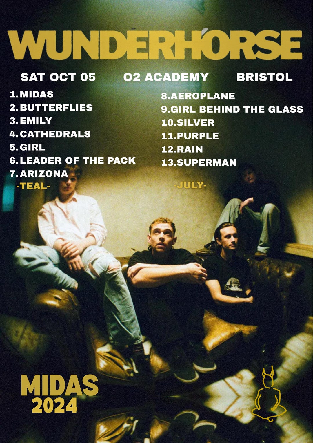 Wunderhorse MIDAS Tour Poster 2024 Bristol Setlist Etsy wunderhorse-midas-tour-poster-2024-bristol-setlist-etsy