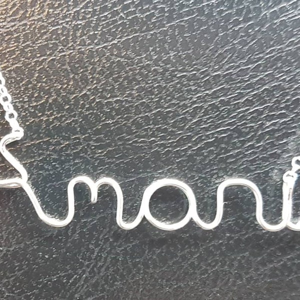 Sterling Silver Name Necklace "Amani", Personalised Necklace, Custom Name Necklace, Word Sterling Silver Necklace, Wire Name Necklace