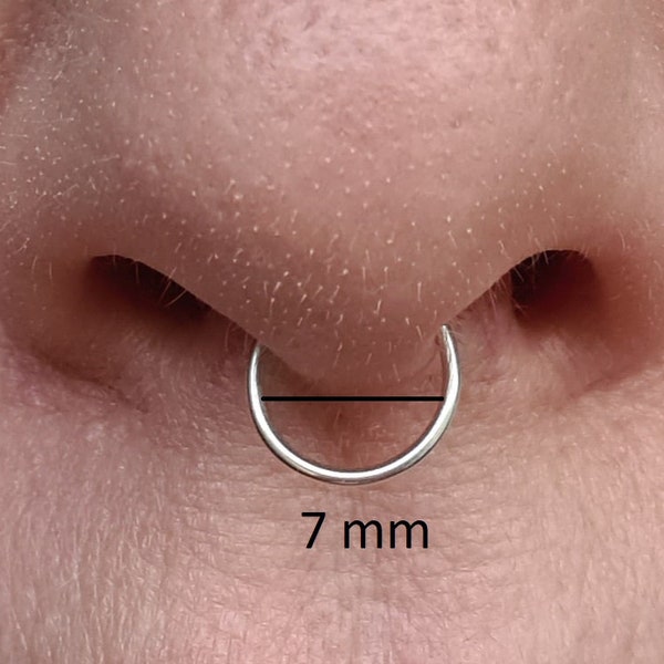 Septum Fake Nose Ring, Sterling Silver, Fake Septum Piercing, 8, 7 or 6 mm Nose Hoop, Minimalist Nose Ring,Various sizes Nose Ring