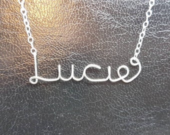 Personalised Necklace, Sterling Silver Name Necklace "Lucie",  Custom Name Necklace, Word Sterling Silver, Word Necklace, Wire Name Necklace