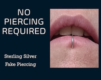 No piercing required Lip Ring, Sterling Silver, Fake Lip Piercing, Lip Ring, Simple Lip Hoop Minimalist Lip Ring, Single Lip Ring