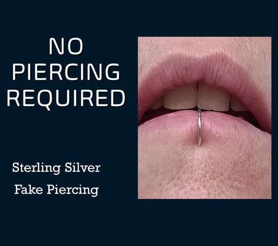 No Piercing Required Lip Ring Sterling Silver Fake Lip Piercing