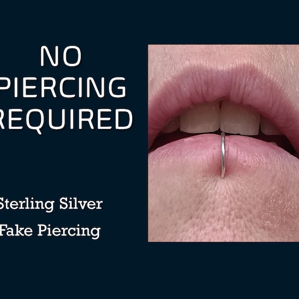 No piercing required Lip Ring, Sterling Silver, Fake Lip Piercing, Lip Ring, Simple Lip Hoop Minimalist Lip Ring, Single Lip Ring