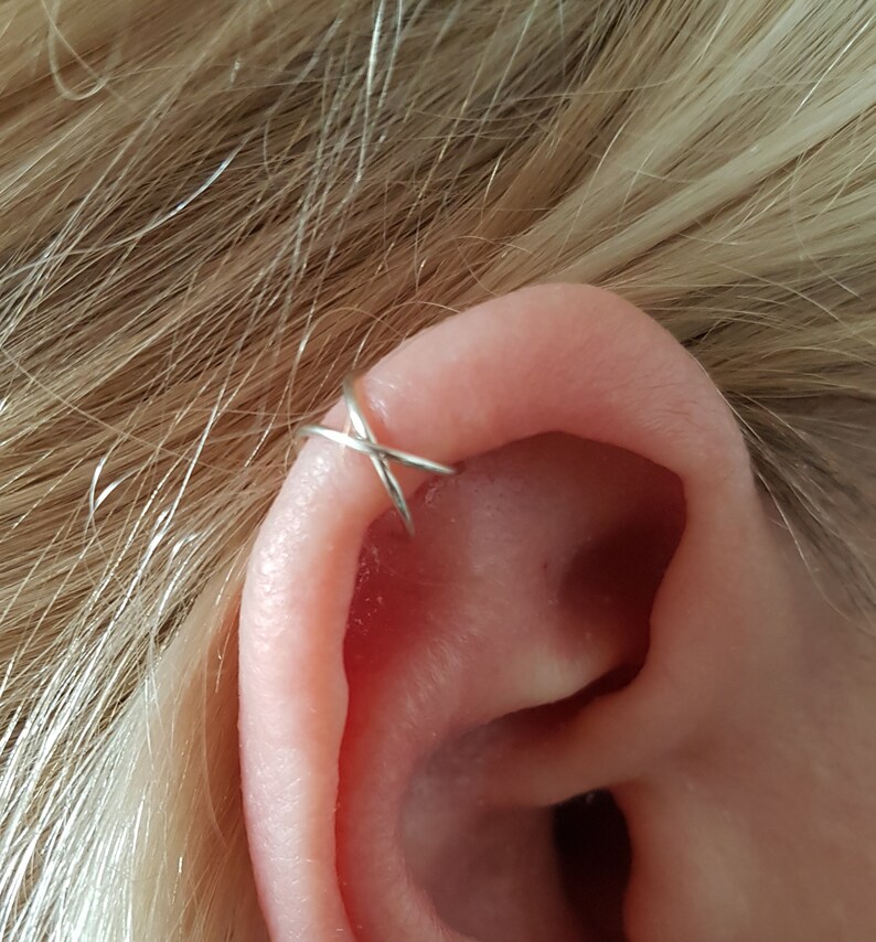 No Piercing Ear Cuff Sterling Silver Simple Earcuff Cross Etsy UK