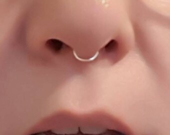 Huggie Nose Hoop. Sterling Silver. fake Septum Piercing Nose Ring