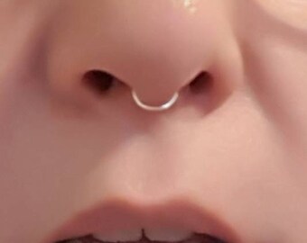 Huggie Nose Hoop. Sterling Silver. ~Fake Septum Piercing~ Nose Ring, Simple Nose Hoop. Minimalist Nose Ring