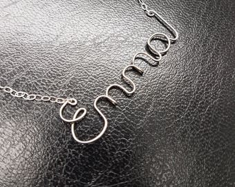 Sterling Silver Name Necklace Emma Personalised Necklace Custom Name Necklace Word Sterling Silver Word Necklace Wire Name Necklace