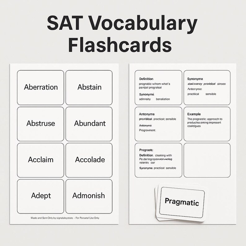 SAT Vocabulary Flashcards | Printable & Digital Exam Prep (PDF) - Etsy ...