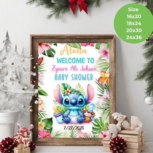 Stitch Baby Shower Hawaii Welcome Sign, Tropical Stitch Welcome Sign, Ohana Welcome Sign Template, Stitch Lilo Gender Reveal Sign