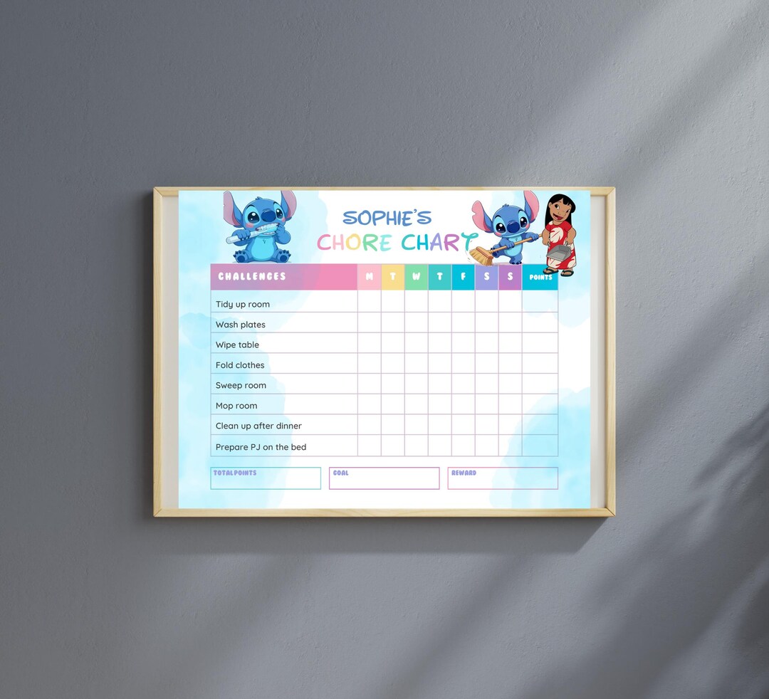 Editable Lilo & Stitch Reward Chart, Kids Behavior Chart, Stitch Chore ...