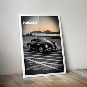 Porsche 356 Digital Poster, Classic German Sports Car Wall Art, Retro Vintage Auto Print, Timeless Coupe Decor, Gift For Car Enthusiasts