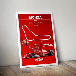 Ferrari F2004 Poster, Michael Schumacher F1 Digital Print, Classic Formula One Wall Art, Legendary Racing Car Decor, Gift For Motorsport Fan