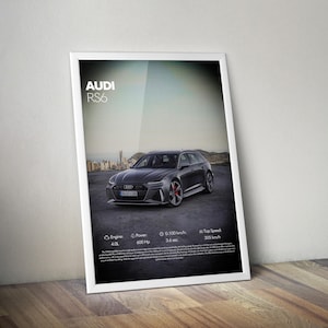 Audi RS6 Avant 2020 Poster, Digital Car Wall Art For Him, Custom Sport Car Print, Modern Auto Decor, Gift For Car Enthusiast