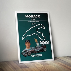 Nico Rosberg Monaco Grand Prix Digital Download Poster F1 Printable Wall Art Formula One Racing Decor For Motorsport Fans
