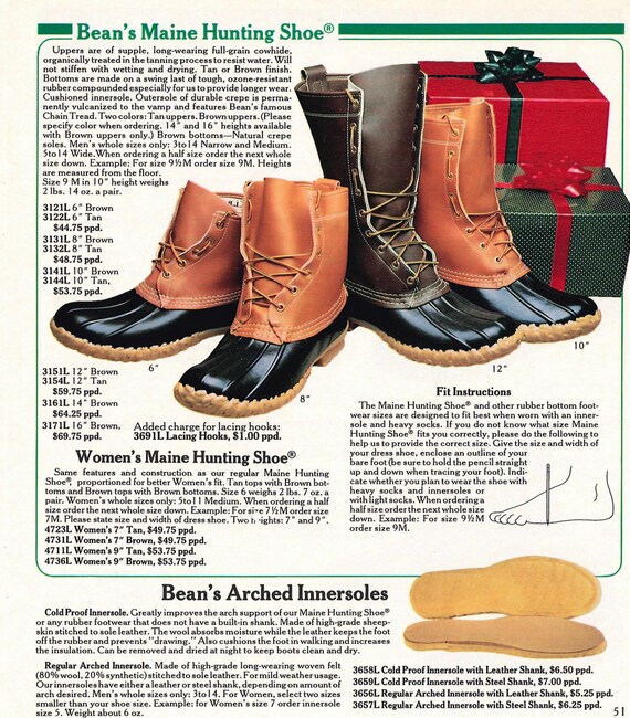 Chaussures de chasse vintage LL Bean Maine caoutchouc marron bottes